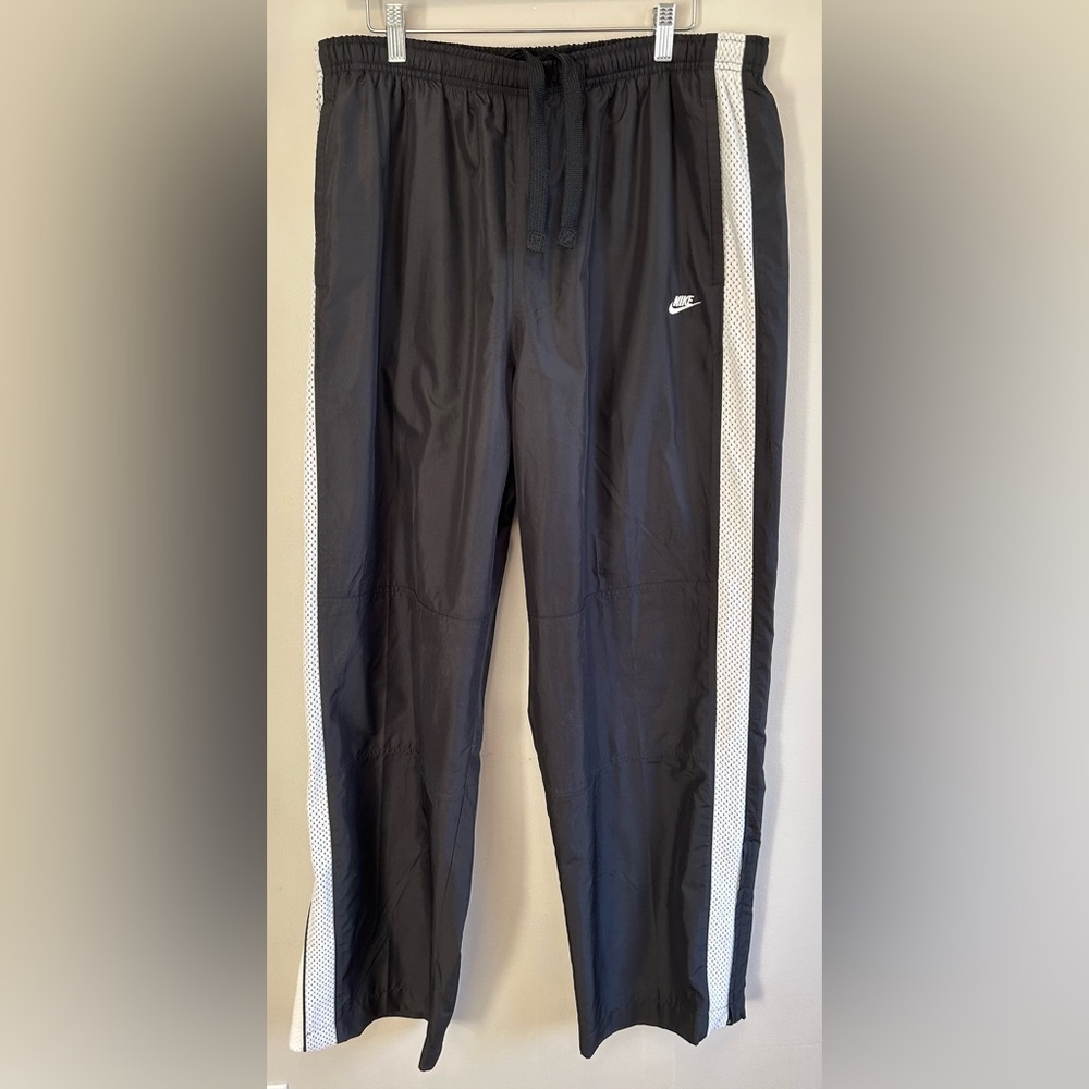 Vintage Nike Men’s Black Track Sweat Pants - Size XXL Fleece Lined Ankle Zip EUC